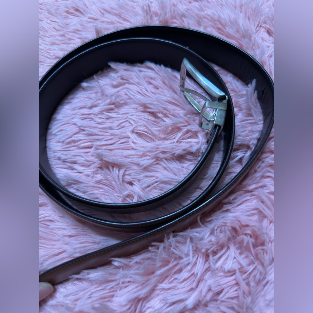 NWT Perry Ellis Men's Black Brown Reversible Faux Leather Belt Size 44/110